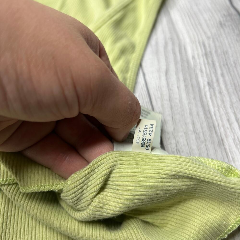 American Eagle Green Ribbed Knit Crop Basic Tank … - image 5